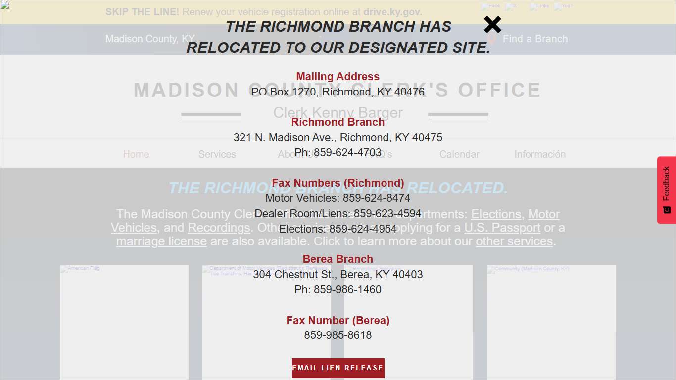 Madison County Clerk's Office Richmond Berea Kentucky Voter Registration