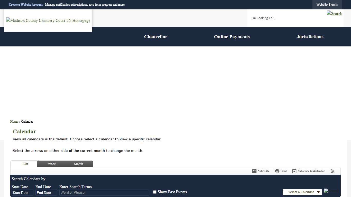Calendar • Main Court Calendar